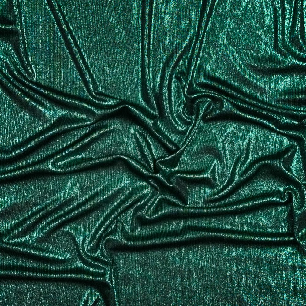 320280-SWATCH: Metallic Emerald Textured All-Over Foil Knit