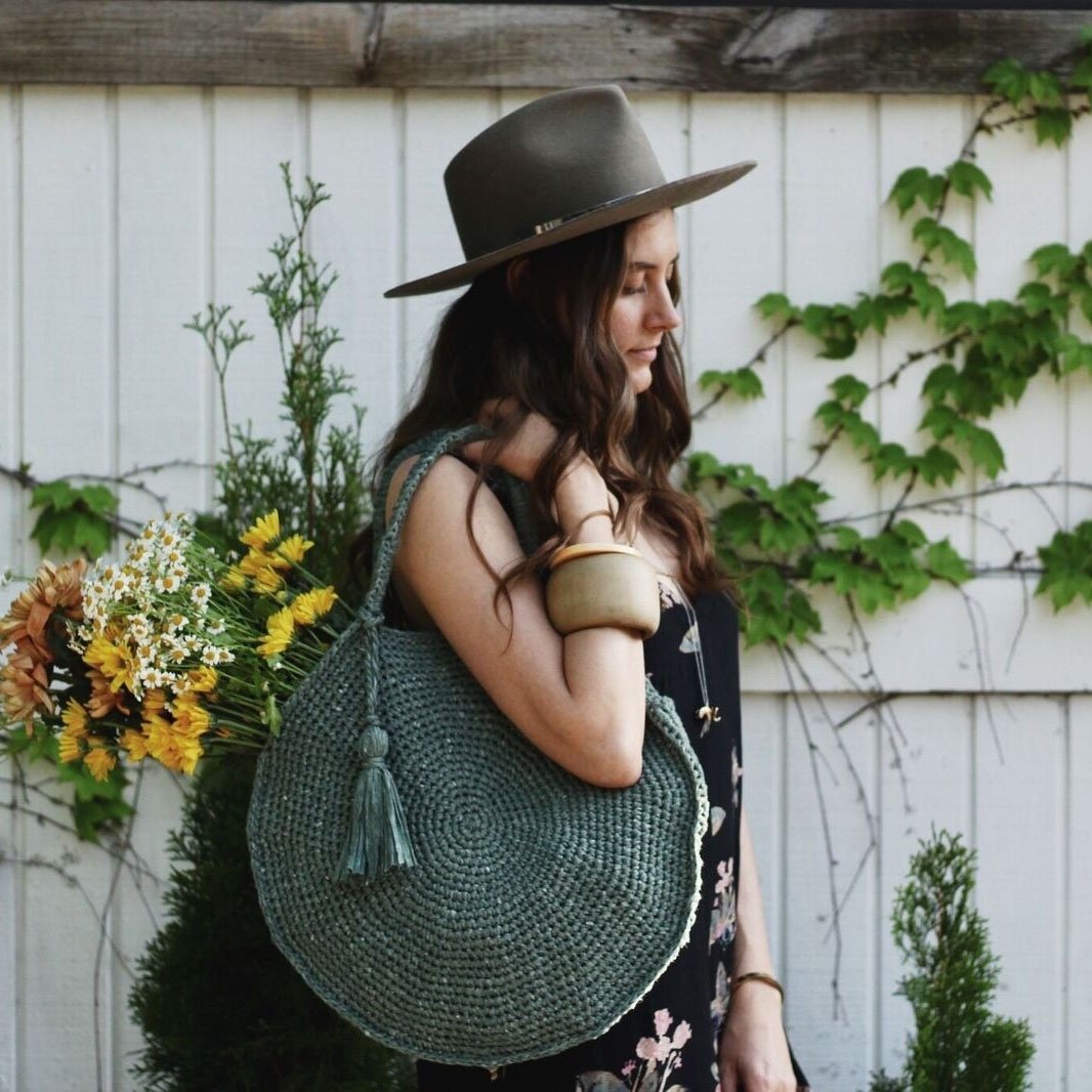 crocheted circle bag by two of wands