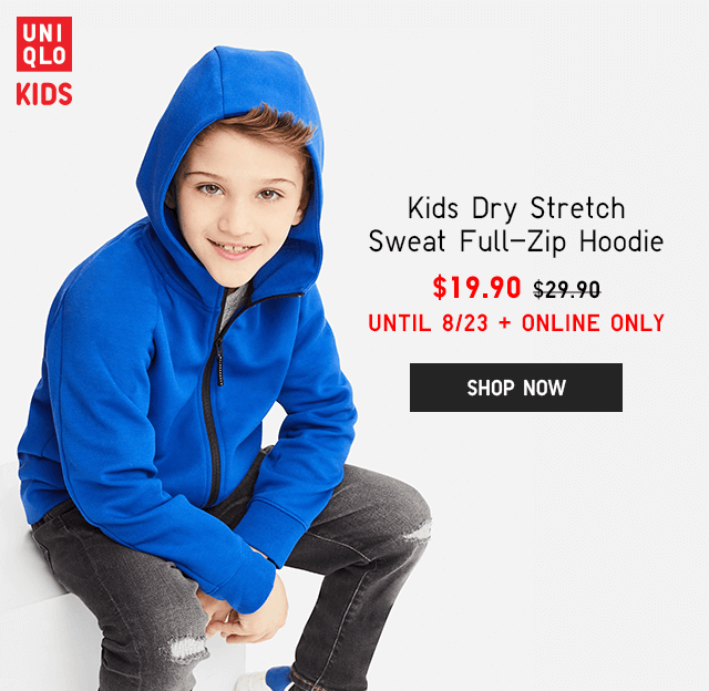 KIDS DRY STRETCH SWEAT FULL-ZIP HOODIE $19.90