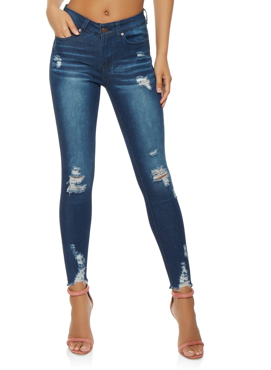 WAX Push Up Raw Hem Skinny Jeans