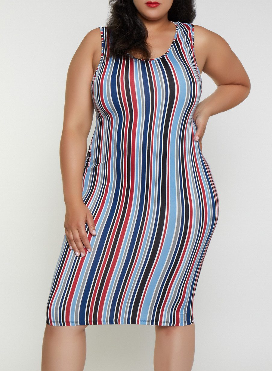 Plus Size Striped Tank Dress