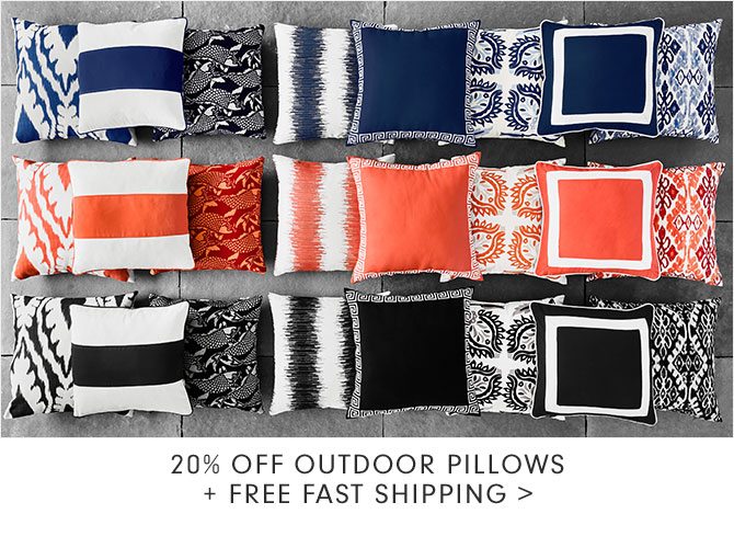 20% OFF OUTDOOR PILLOWS + FREE FAST SHIPPING