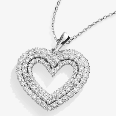 Diamond Heart Necklace 1 ct tw 10K White Gold 18''
