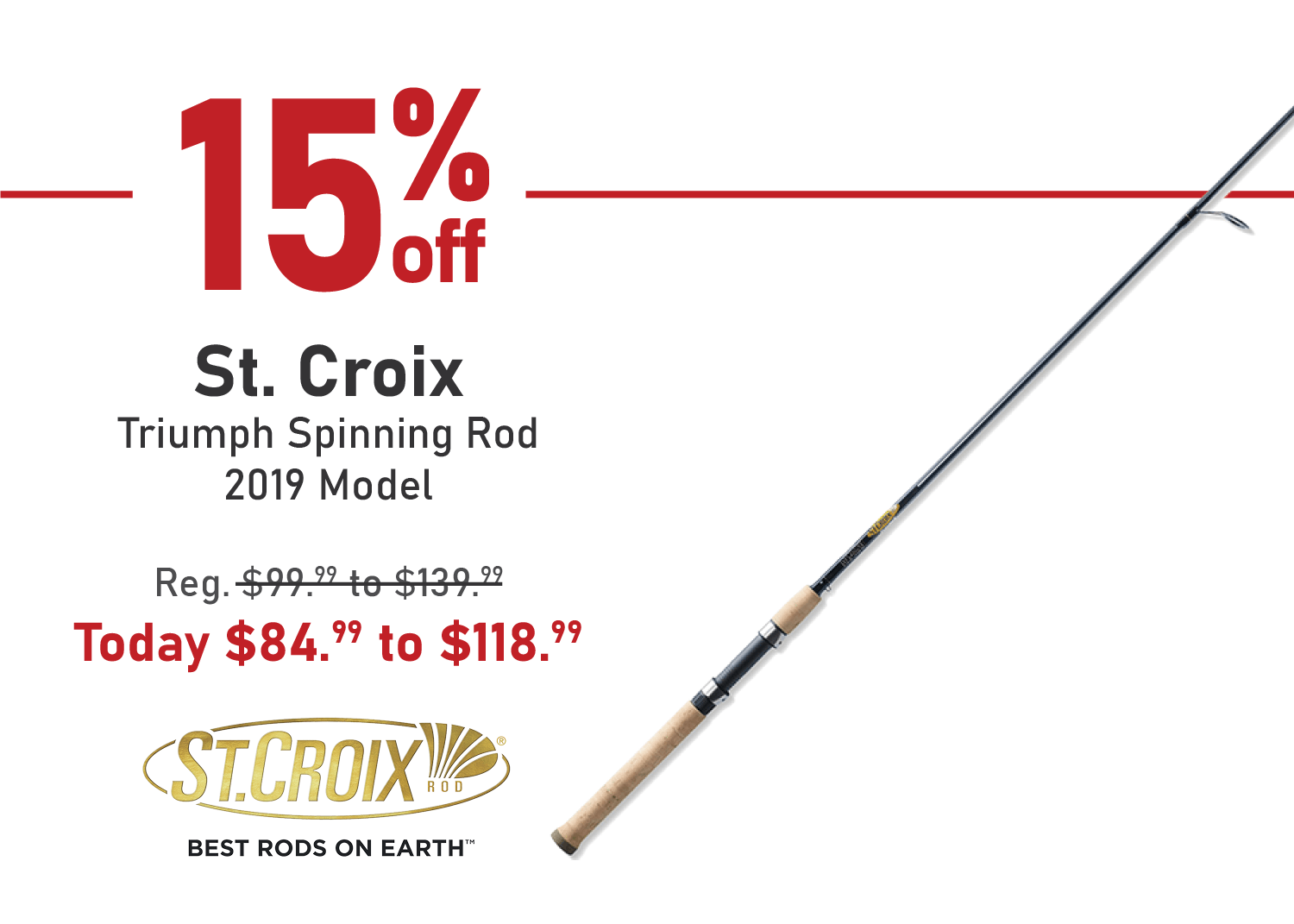 Save 15% on the St. Croix Triumph Spinning Rod - 2019 Model
