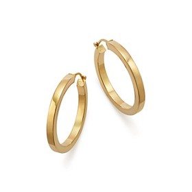 14K Yellow Gold Square Polished Tube Hoop - Exclusive