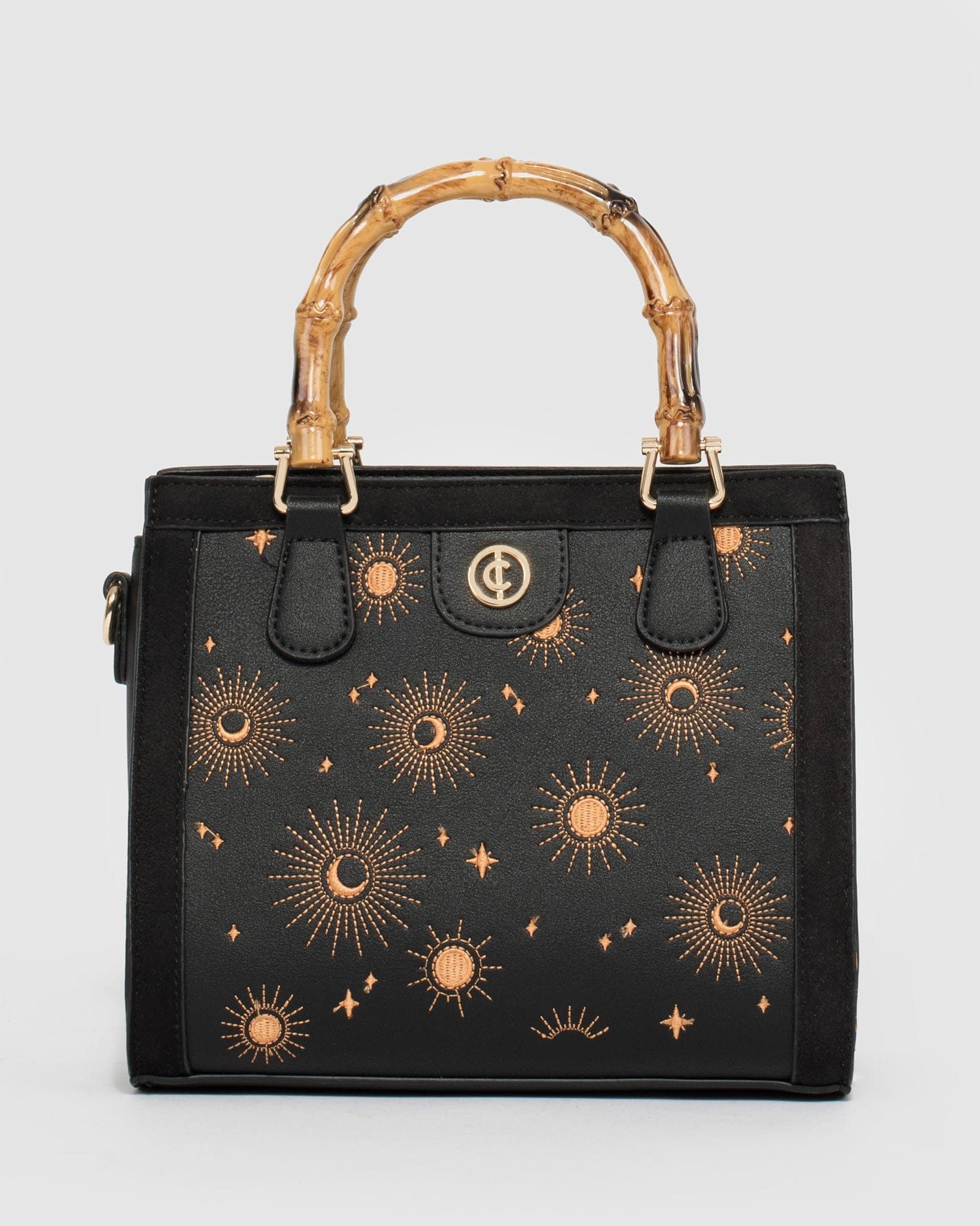 Image of Black Louella Embroidered Tote Bag