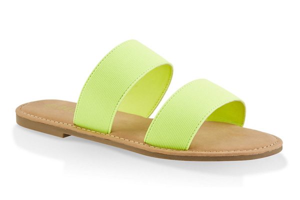 Elastic Two Band Slide Sandals