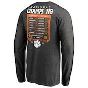 Men's Fanatics Branded Heather Gray Clemson Tigers College Football Playoff 2018 National Champions Hardcount Long Sleeve T-Shirt