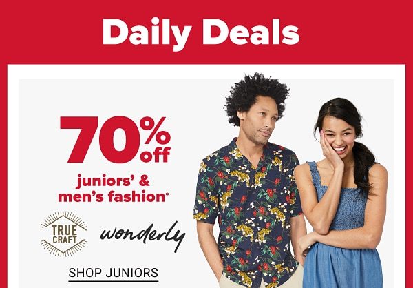 Daily Deals - 70% off juniors' & men's fashion. Shop Juniors.