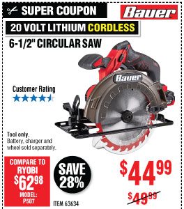 View20V Hypermax? Lithium 6-1/2 in. Cordless Circular Saw - Tool Only