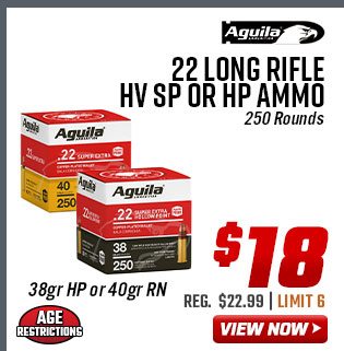 Aguila 22 Long Rifle HV SP or HP Ammo