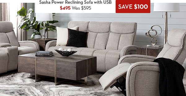 Sasha Power Reclining Console Loveseat With Usb: $495 was $595