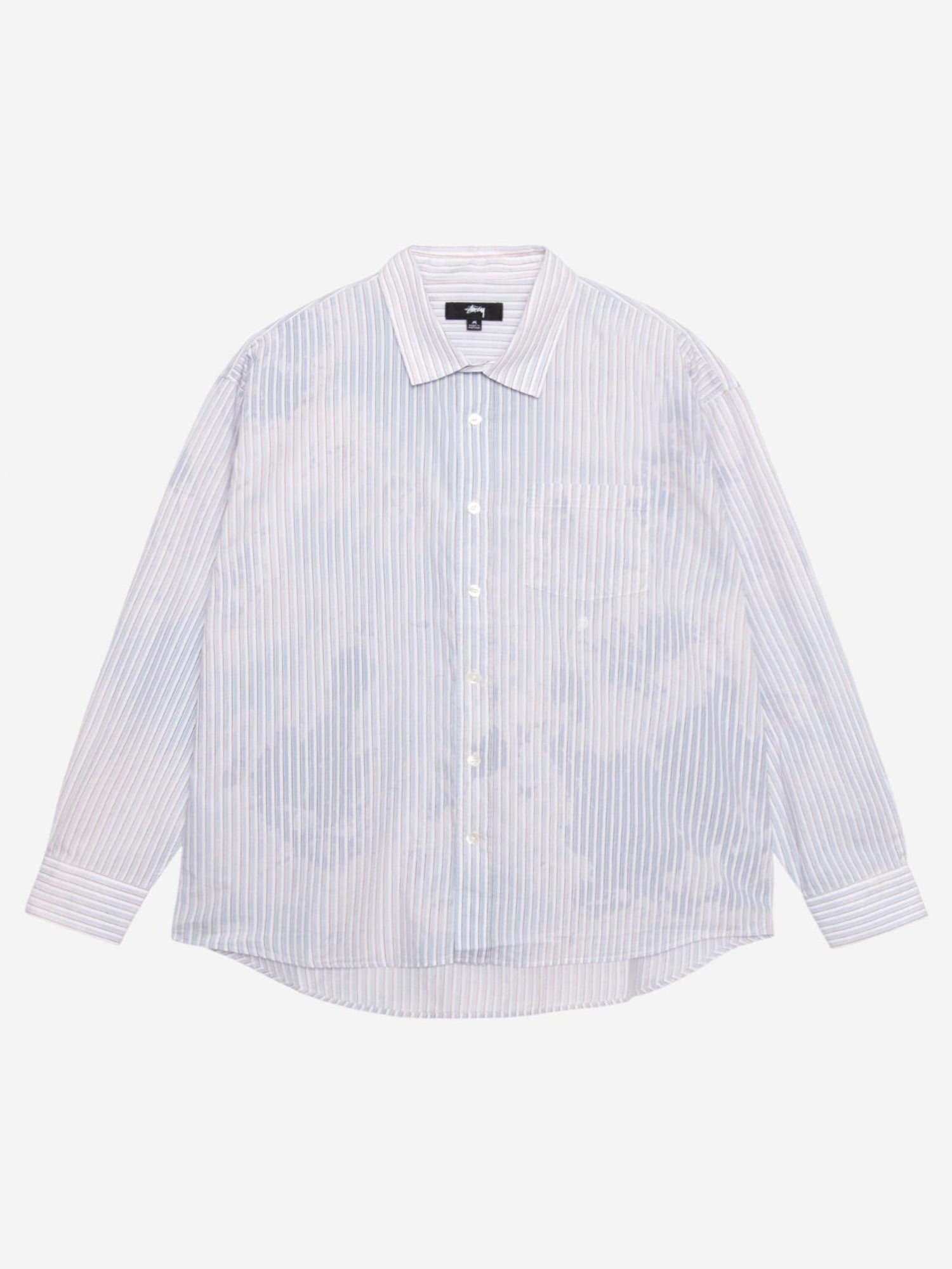 Image of Stussy Classic LS Shirt Bleached - Blue