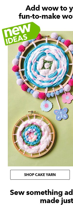 Image of NEW IDEAS Add wow to your walls with fun-to-make woven yarn hoops! SHOP CAKE YARN.