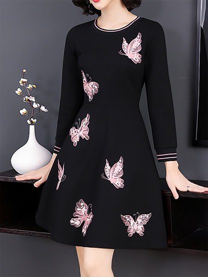 Butterfly Embroidered Midi Dr...