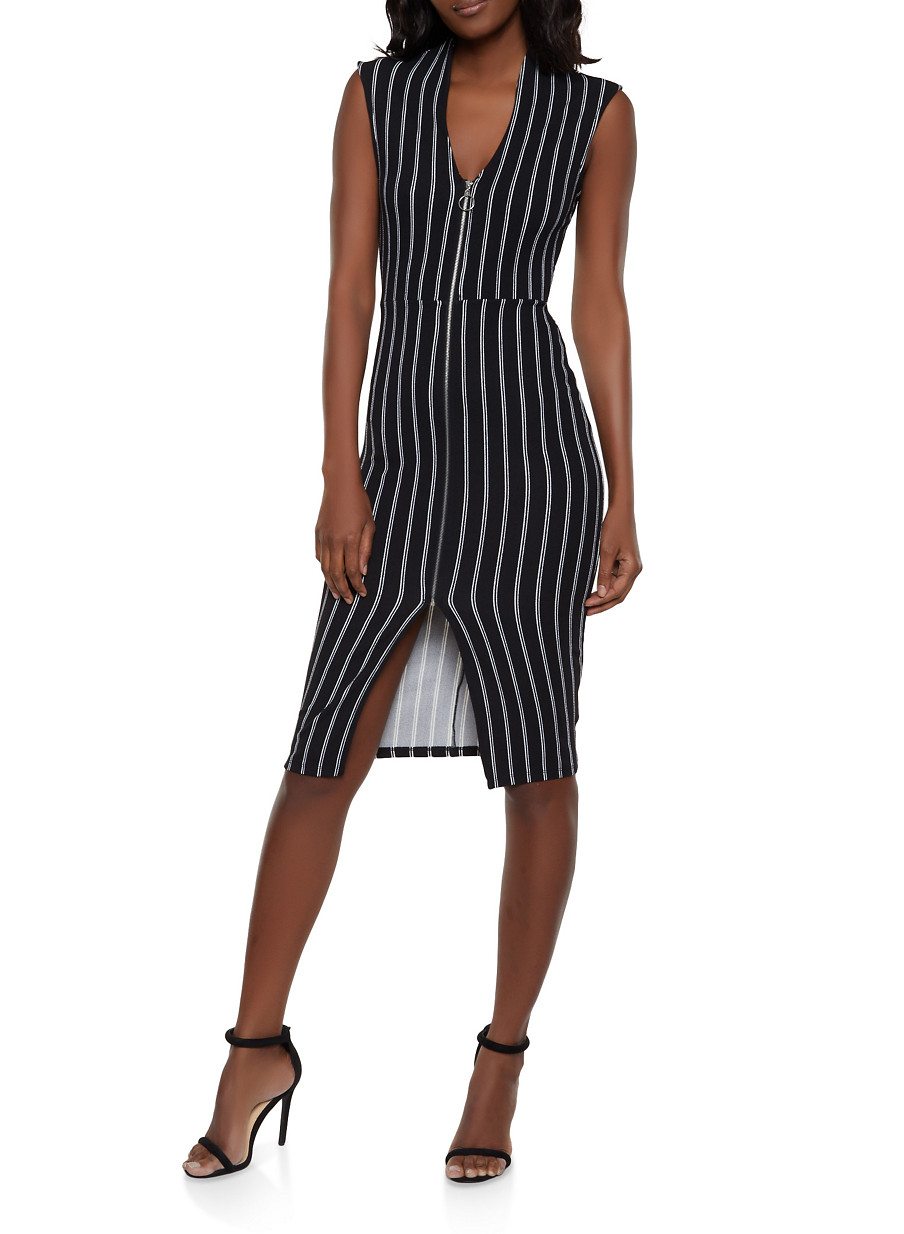 Striped Zip Front Dress