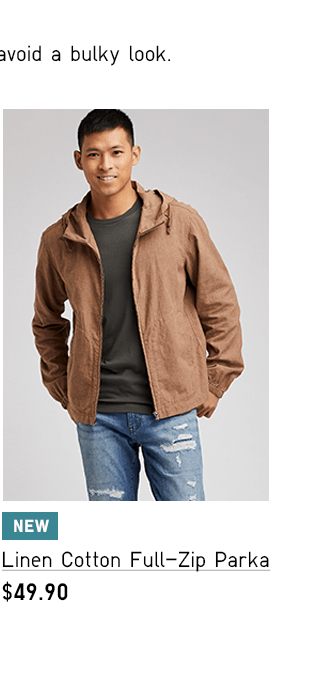 LINEN COTTON FULL-ZIP PARKA $49.90