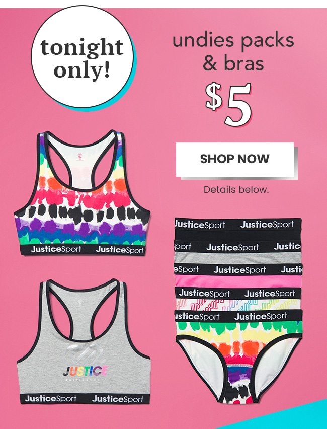 Tonight Only! $5 PJs, bras and undies! - Justice Email Archive