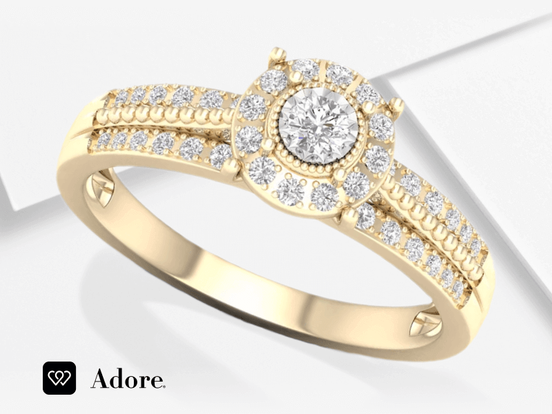 Diamond Engagement Ring 1/4 ct tw Round-cut 10K Yellow Gold