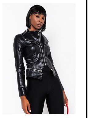 AZALEA WANG ORION ZIPPER LAPEL MOTO JACKET