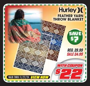 Hurley Feather Yarn Throw Blanket