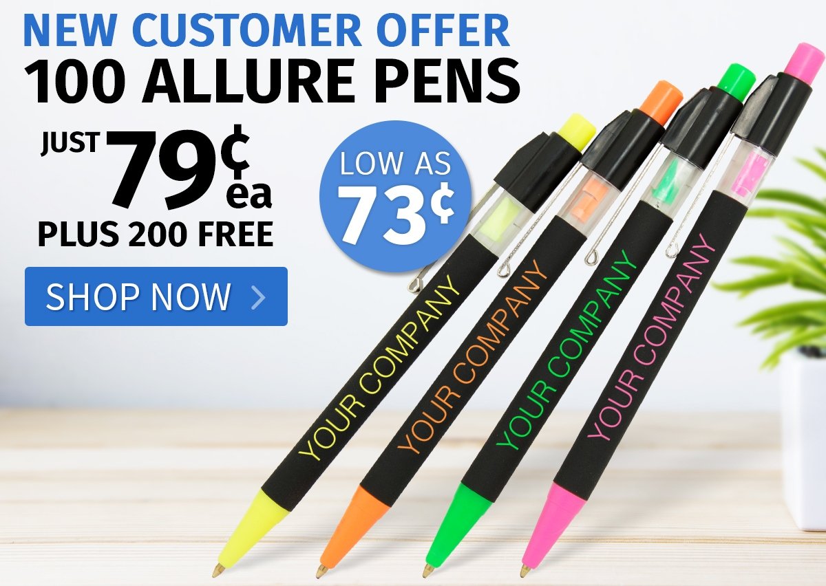 Buy 100 Allure Pens for only 89¢ each and Get 200 FREE!