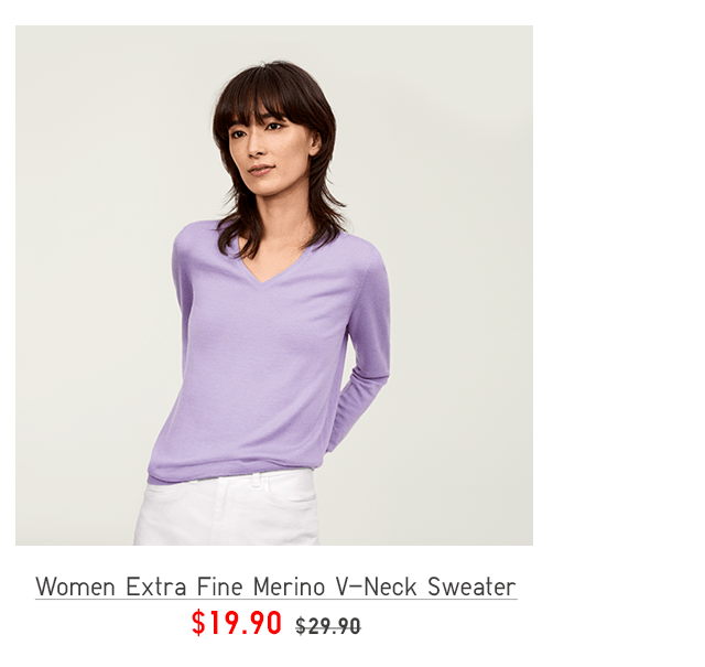 WOMEN EXTRA FINE MERINO V-NECK SWEATER $19.90