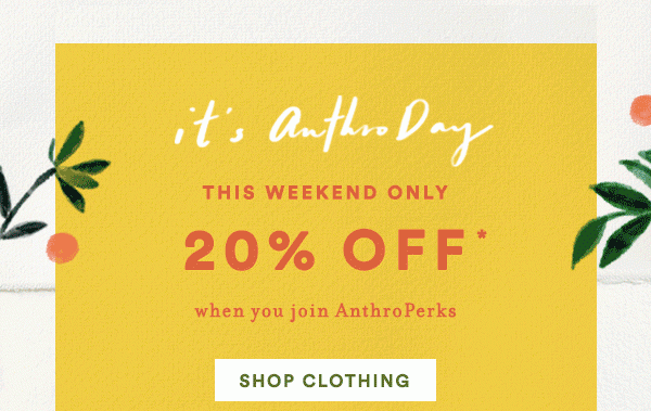 20% off for AnthroPerks members.