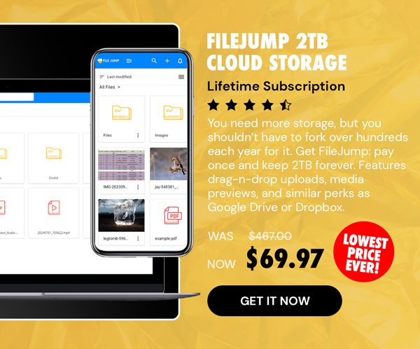 FileJump 2TB Cloud Storage: Lifetime Subscription