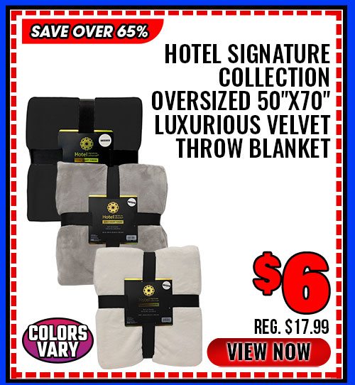 Hotel Signature Collection Oversized 50''x70'' Luxurious Velvet Throw Blanket