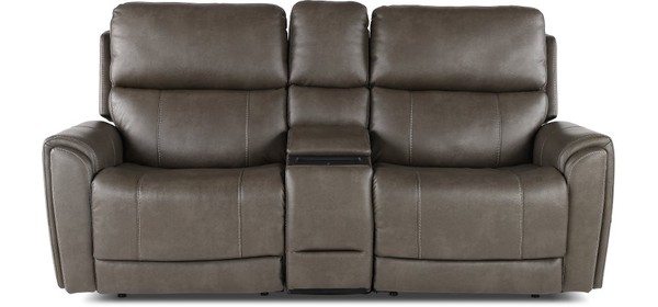 Damon Smoke Gray Power Reclining Loveseat with Console