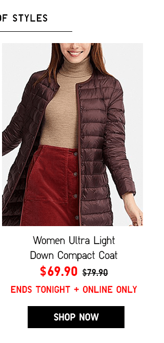 WOMEN ULTRA LIGHT DOWN COMPACT COAT - SHOP NOW