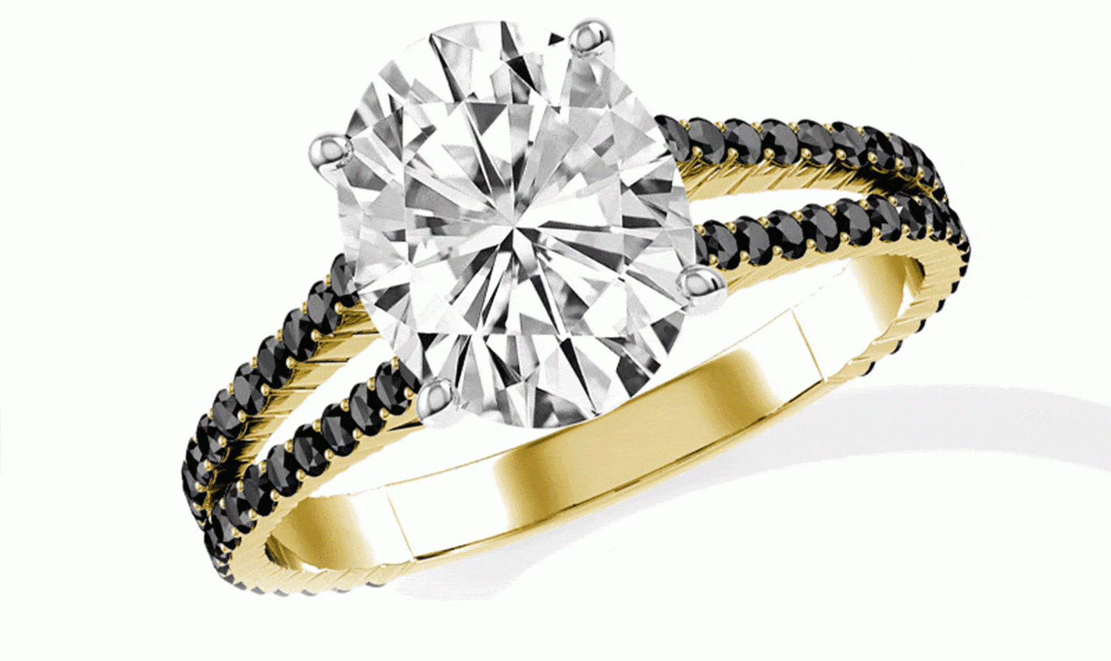 A rotating display of rings demonstrating different styles