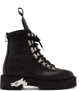 Off-White - Black Leather Hiking Boots