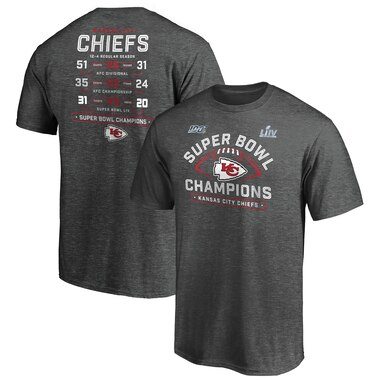 Kansas City Chiefs NFL Pro Line by Fanatics Branded Super Bowl LIV Champions Formation Schedule T-Shirt - Heather Charcoal