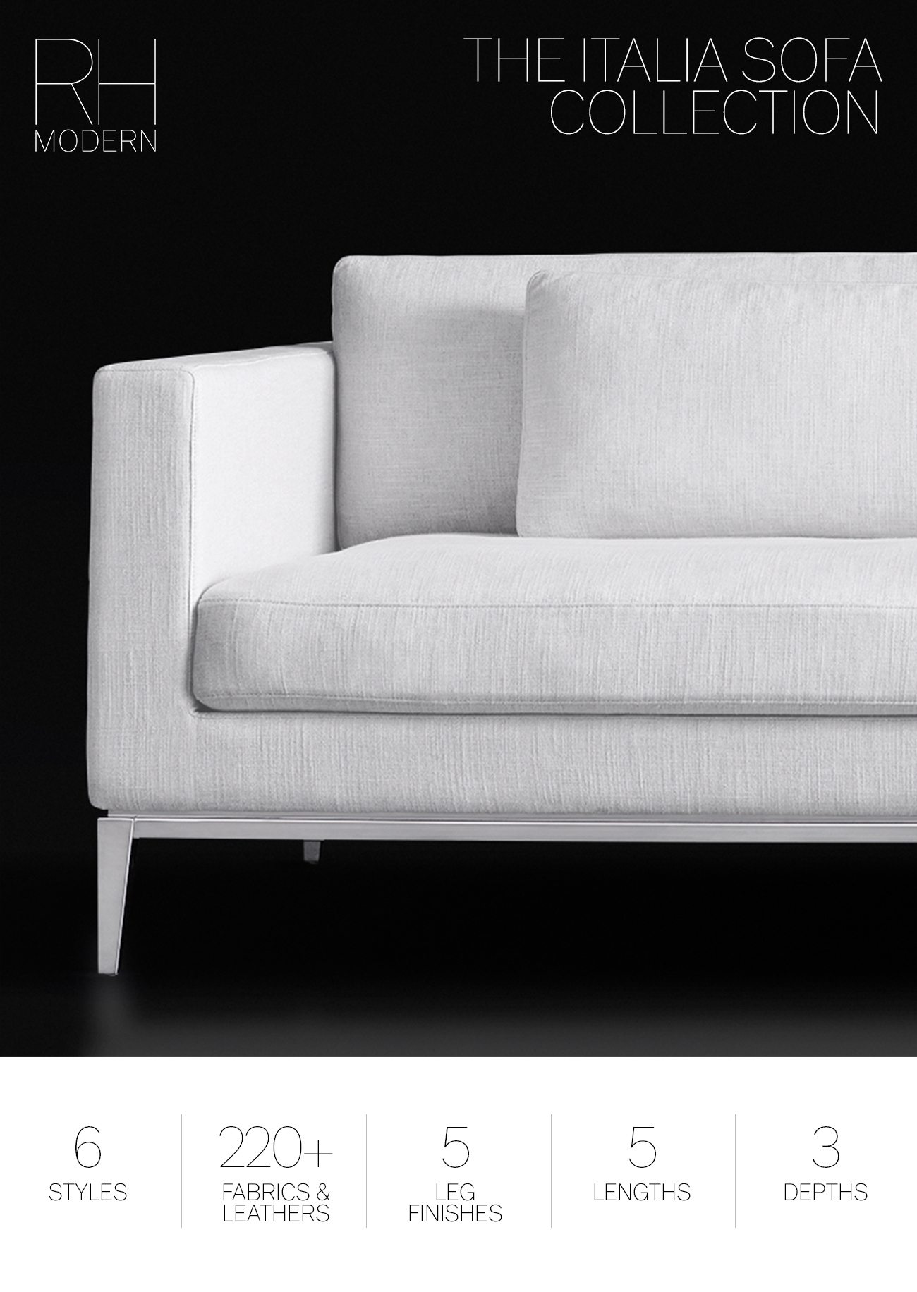 RH Modern. The Italia & Modena Sofa Collections.