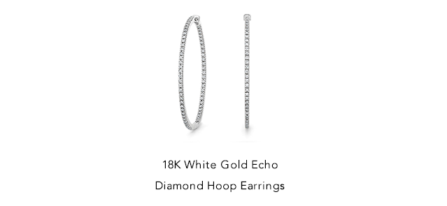 18K White Gold Echo Diamond Hoop Earrings