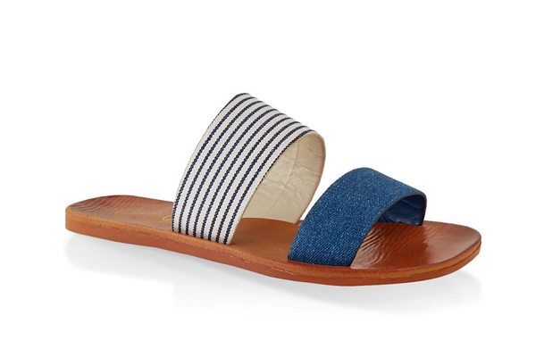 Contrast Two Band Slide Sandals