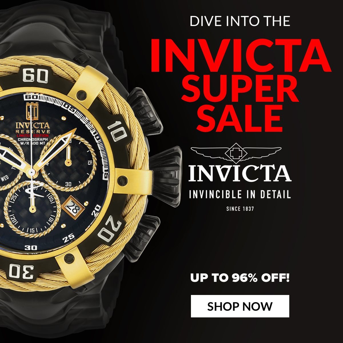 Dive into the INVICTA SUPER SALE Up to 96% off!