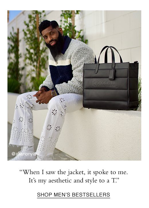 'When I saw the jacket, it spoke to me. It's my aesthetic and style to a T.' -@allenonyia SHOP MEN'S BESTSELLERS