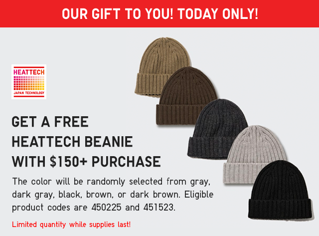 BANNER 3 - GET A FREE HEATTECH BEANIE WITH $150 PLUS PURCHASE ON 11/28