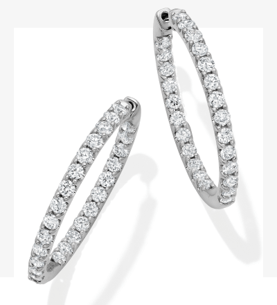 Lab-Grown Diamonds by KAY Inside-Out Hoop Earrings 3 ct tw 14K White Gold