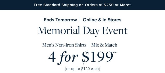 ENDS TOMORROW | MEMORIAL DAY EVENT | DRESS SHIRTS