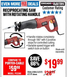 View 6 Amp Heavy Duty Variable Speed Rotating Handle Reciprocating Saw