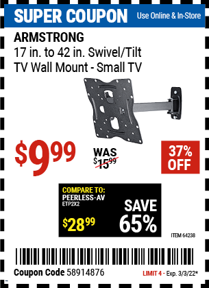 SWIVEL & TILT TV MOUNT 17IN42IN SCREENS