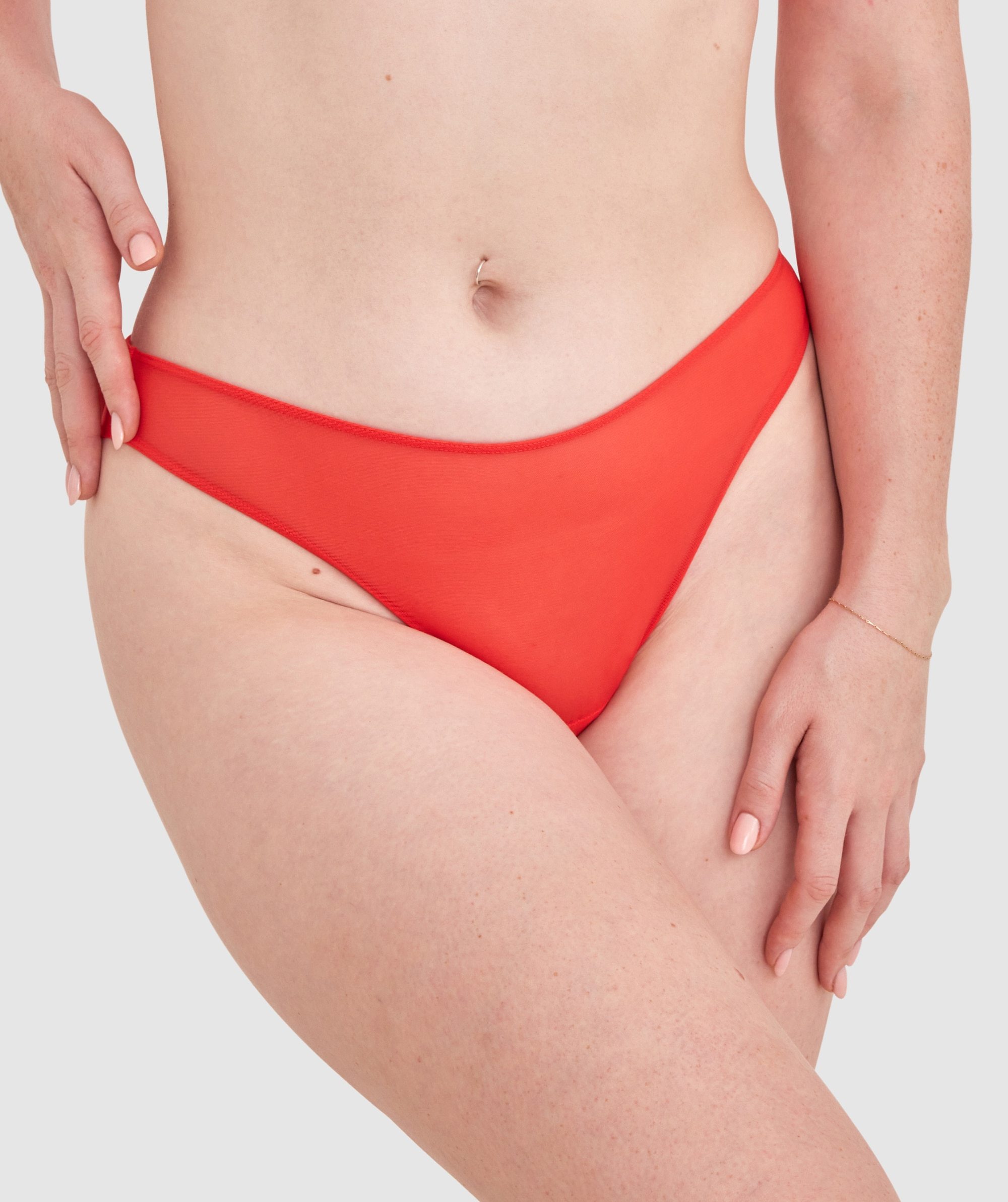 Made for Mesh High Leg Brazilian Knicker - Red