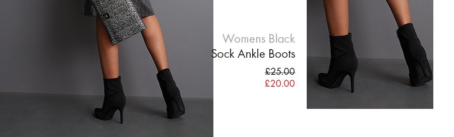 Womens Black Sock Ankle Boots