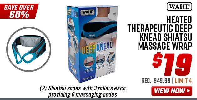 Wahl Heated Therapeutic Deep Knead Shiatsu Massage Wrap 