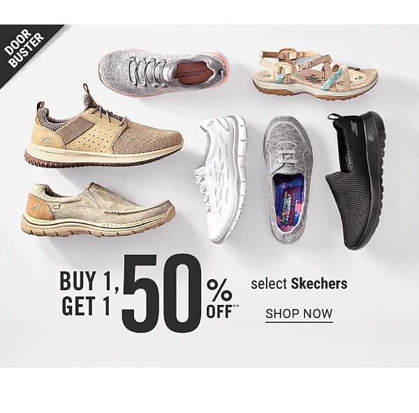 Doorbuster - Buy 1, get 1 50% off** select Skechers. Shop Now.