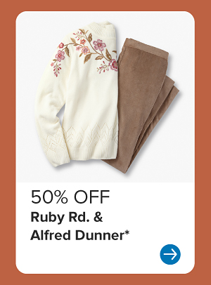 50% off Ruby Rd and Alfred Dunner.